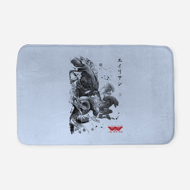 Xenomorphs Invasion Sumi-E-none memory foam bath mat-DrMonekers