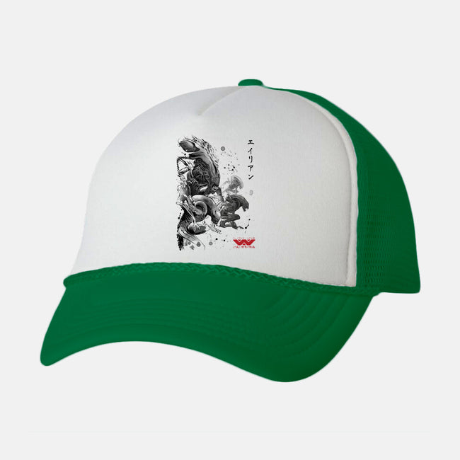 Xenomorphs Invasion Sumi-E-unisex trucker hat-DrMonekers