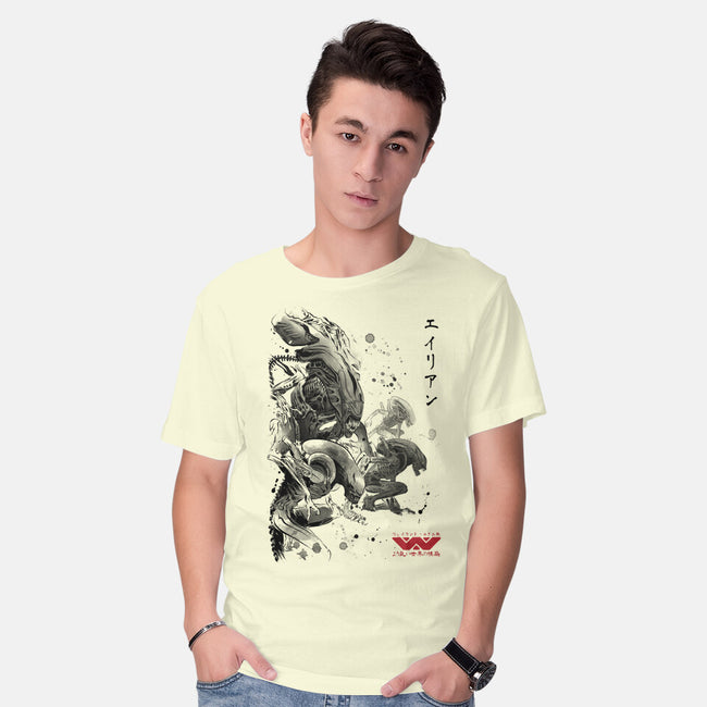 Xenomorphs Invasion Sumi-E-mens basic tee-DrMonekers