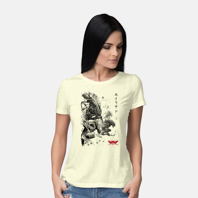 Xenomorphs Invasion Sumi-E-womens basic tee-DrMonekers