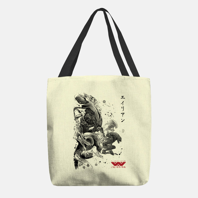 Xenomorphs Invasion Sumi-E-none basic tote-DrMonekers