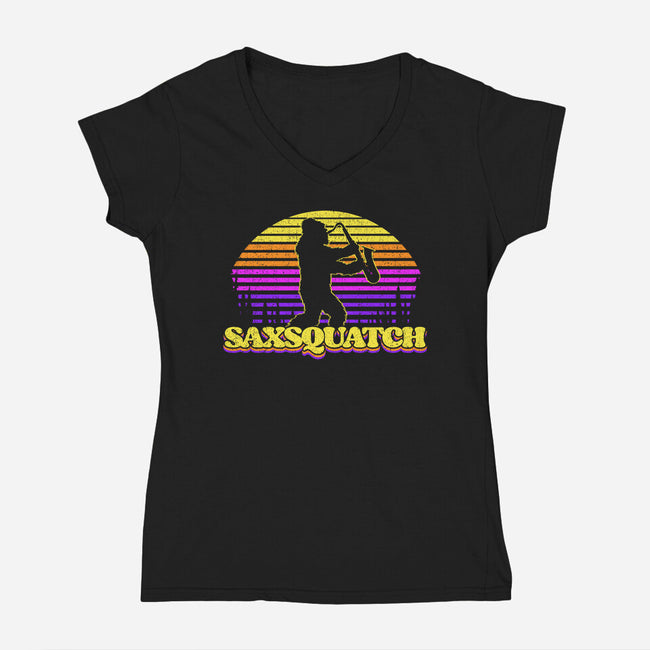 Saxsquatch-womens v-neck tee-OPIPPI