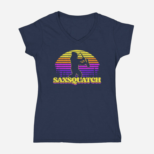 Saxsquatch-womens v-neck tee-OPIPPI