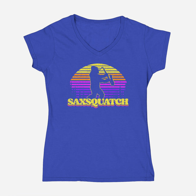 Saxsquatch-womens v-neck tee-OPIPPI