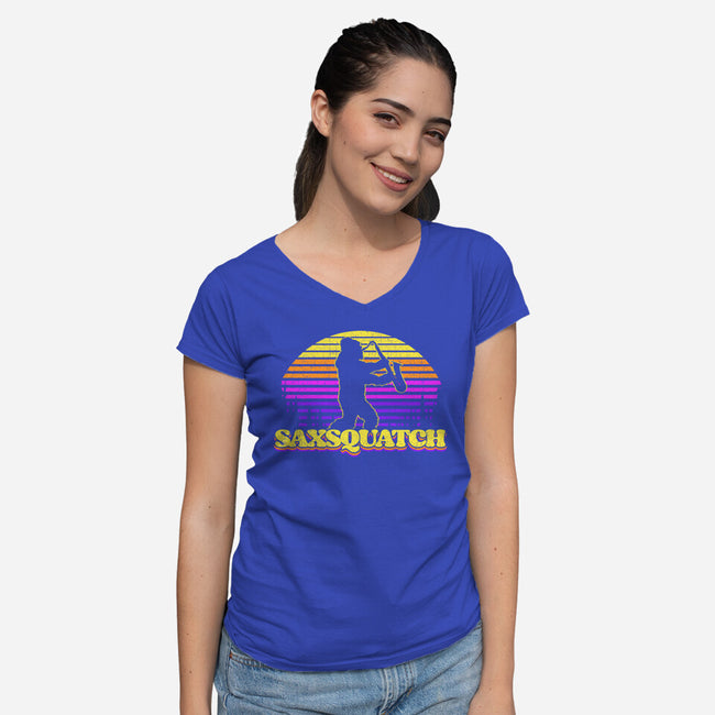 Saxsquatch-womens v-neck tee-OPIPPI