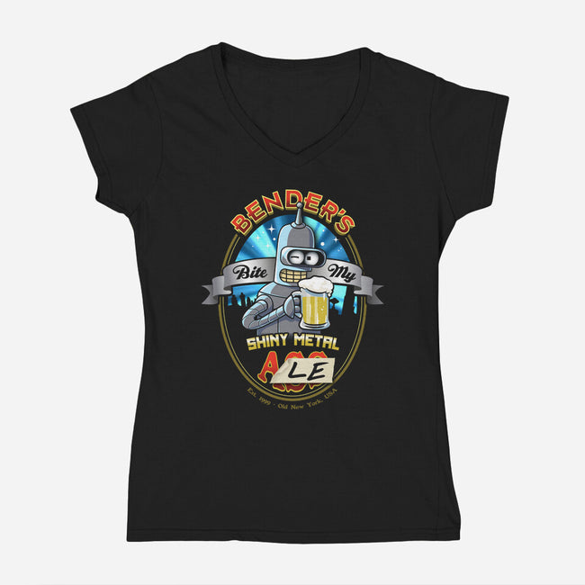 Bite My Shiny Metal Ale-womens v-neck tee-ACraigL