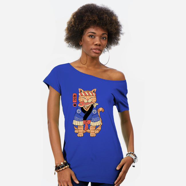 Sushi Meowster!-womens off shoulder tee-vp021