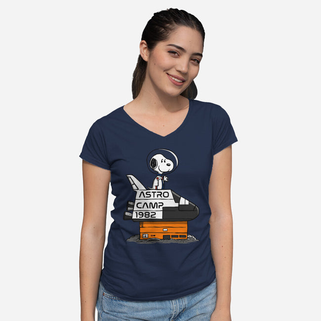 Astro Camp-womens v-neck tee-doodletoots