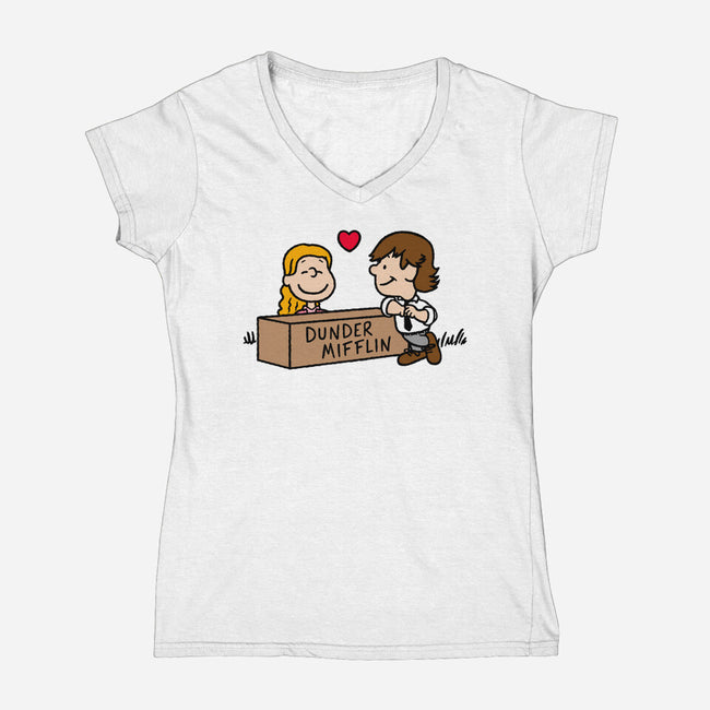 Office Love!-womens v-neck tee-Raffiti