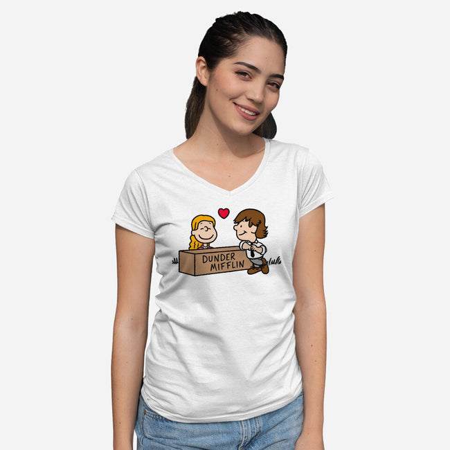 Office Love!-womens v-neck tee-Raffiti