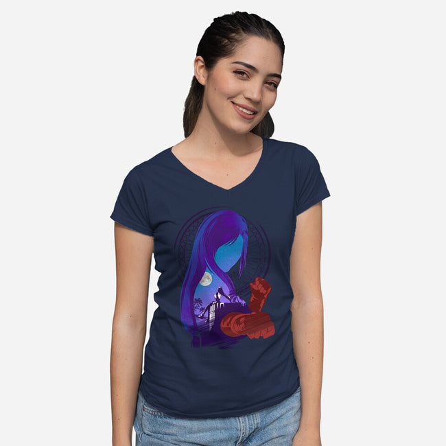Childhood Friend-womens v-neck tee-hypertwenty