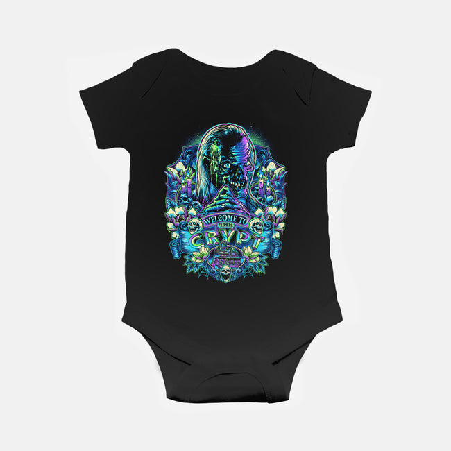 Welcome To The Crypt-baby basic onesie-glitchygorilla