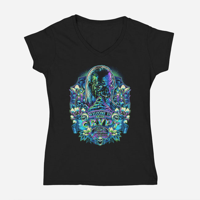 Welcome To The Crypt-womens v-neck tee-glitchygorilla