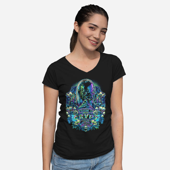 Welcome To The Crypt-womens v-neck tee-glitchygorilla