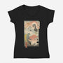 Kaiju Fight In Edo-womens v-neck tee-vp021
