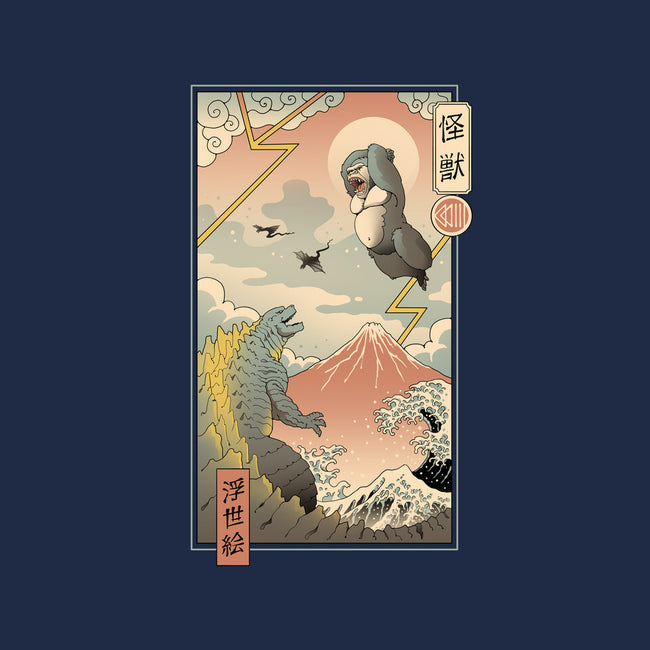 Kaiju Fight In Edo-none polyester shower curtain-vp021