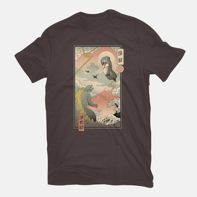 Kaiju Fight In Edo-womens basic tee-vp021