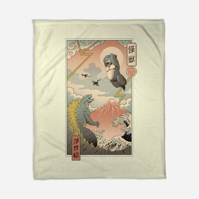 Kaiju Fight In Edo-none fleece blanket-vp021
