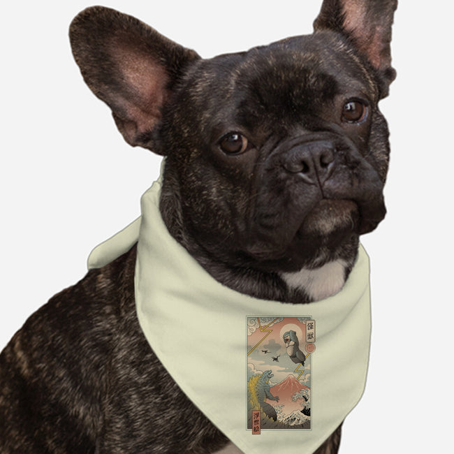 Kaiju Fight In Edo-dog bandana pet collar-vp021