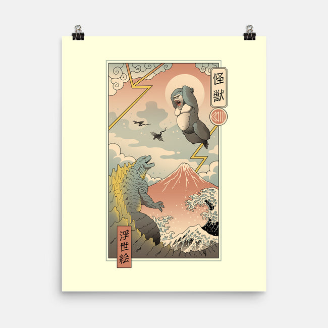 Kaiju Fight In Edo-none matte poster-vp021