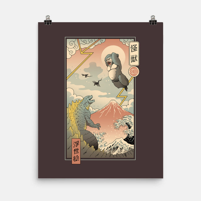 Kaiju Fight In Edo-none matte poster-vp021