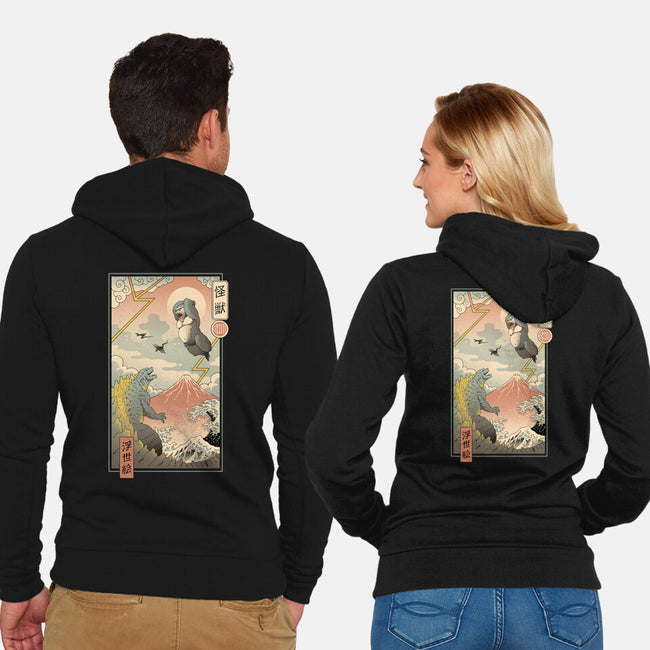 Kaiju Fight In Edo-unisex zip-up sweatshirt-vp021