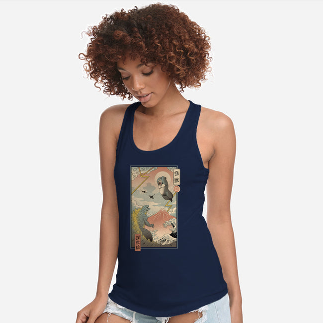 Kaiju Fight In Edo-womens racerback tank-vp021