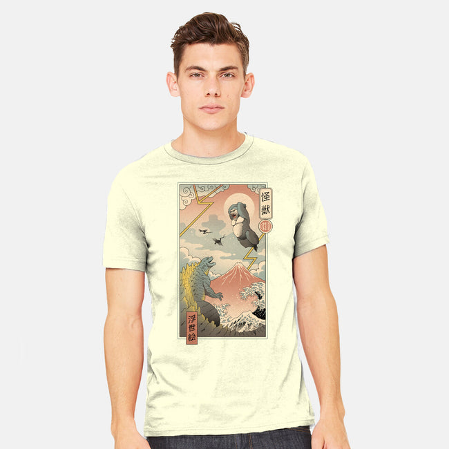 Kaiju Fight In Edo-mens heavyweight tee-vp021