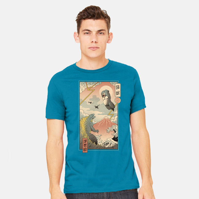 Kaiju Fight In Edo-mens heavyweight tee-vp021