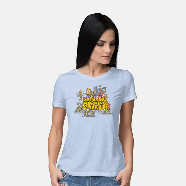 Saturday Mornings Rocked!-womens basic tee-kg07