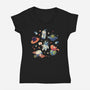Cats in Space-womens v-neck tee-Geekydog