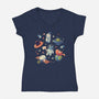 Cats in Space-womens v-neck tee-Geekydog