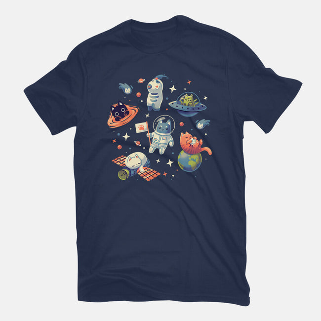 Cats in Space-womens fitted tee-Geekydog