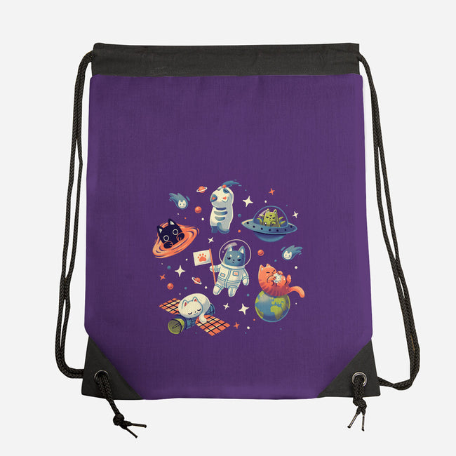 Cats in Space-none drawstring bag-Geekydog