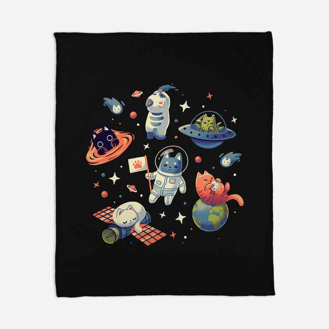 Cats in Space-none fleece blanket-Geekydog