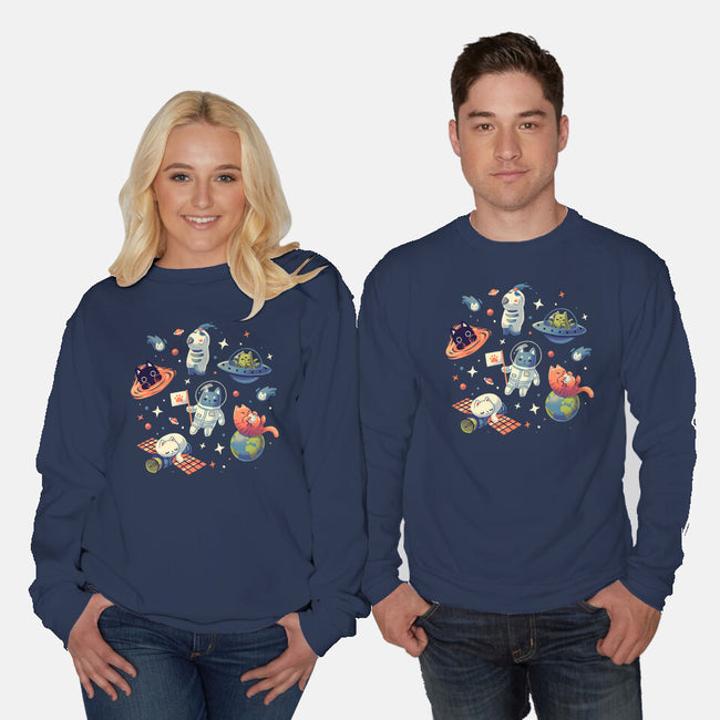 Cats in Space-unisex crew neck sweatshirt-Geekydog