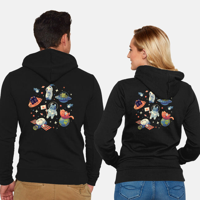 Cats in Space-unisex zip-up sweatshirt-Geekydog