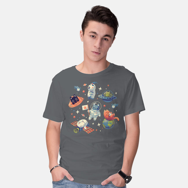 Cats in Space-mens basic tee-Geekydog