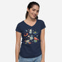 Cats in Space-womens v-neck tee-Geekydog