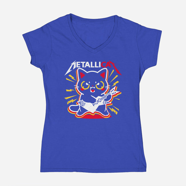 Metallicat-womens v-neck tee-NemiMakeit