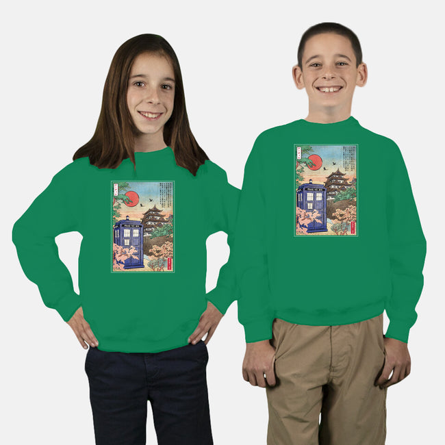 The Tardis in Japan-youth crew neck sweatshirt-DrMonekers