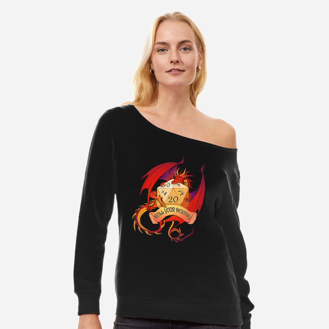 Roll Your Destiny-womens off shoulder sweatshirt-Damyanoman