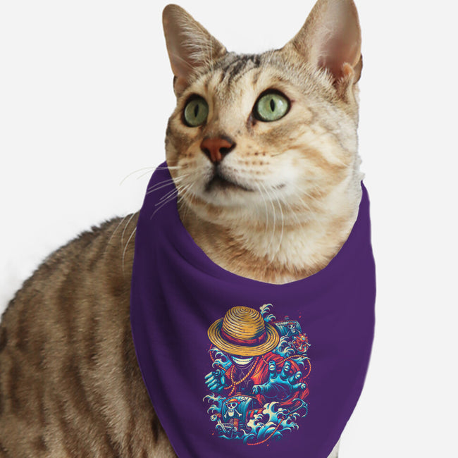 Colorful Pirate-cat bandana pet collar-glitchygorilla