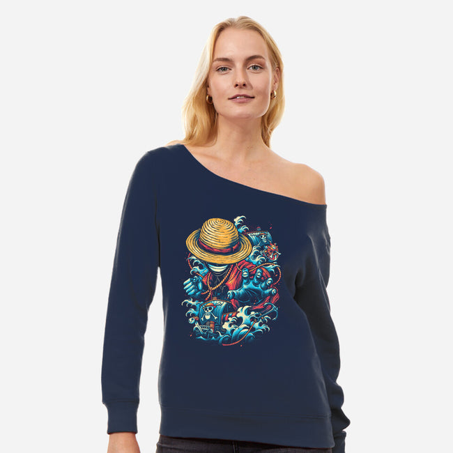 Colorful Pirate-womens off shoulder sweatshirt-glitchygorilla