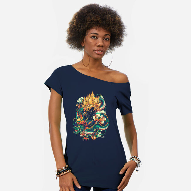 Colorful Dragon-womens off shoulder tee-glitchygorilla