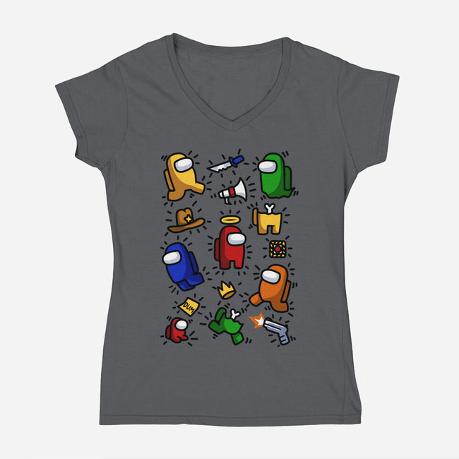 Among Haring-womens v-neck tee-ducfrench