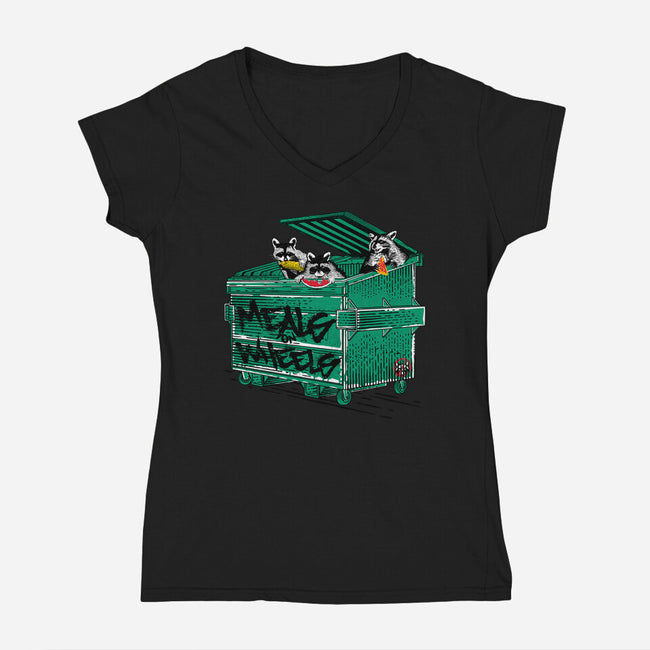 Meals On Wheels-womens v-neck tee-rocketman_art