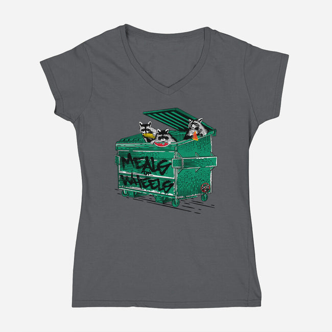 Meals On Wheels-womens v-neck tee-rocketman_art