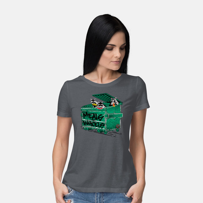 Meals On Wheels-womens basic tee-rocketman_art