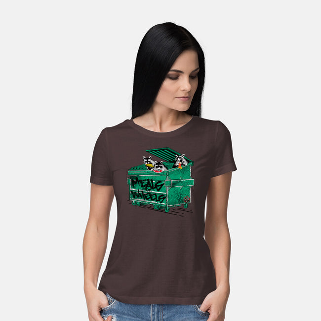Meals On Wheels-womens basic tee-rocketman_art